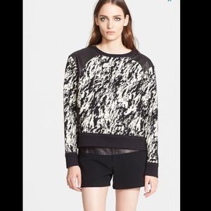 Leather Trim Jacquard Sweatshirt